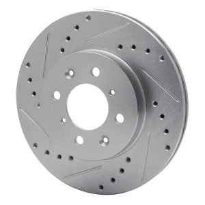 Fiat Panda Brake Rotor (1) - Front Left - R1 Concepts - Drilled & Slotted - Silver - `06-`11
